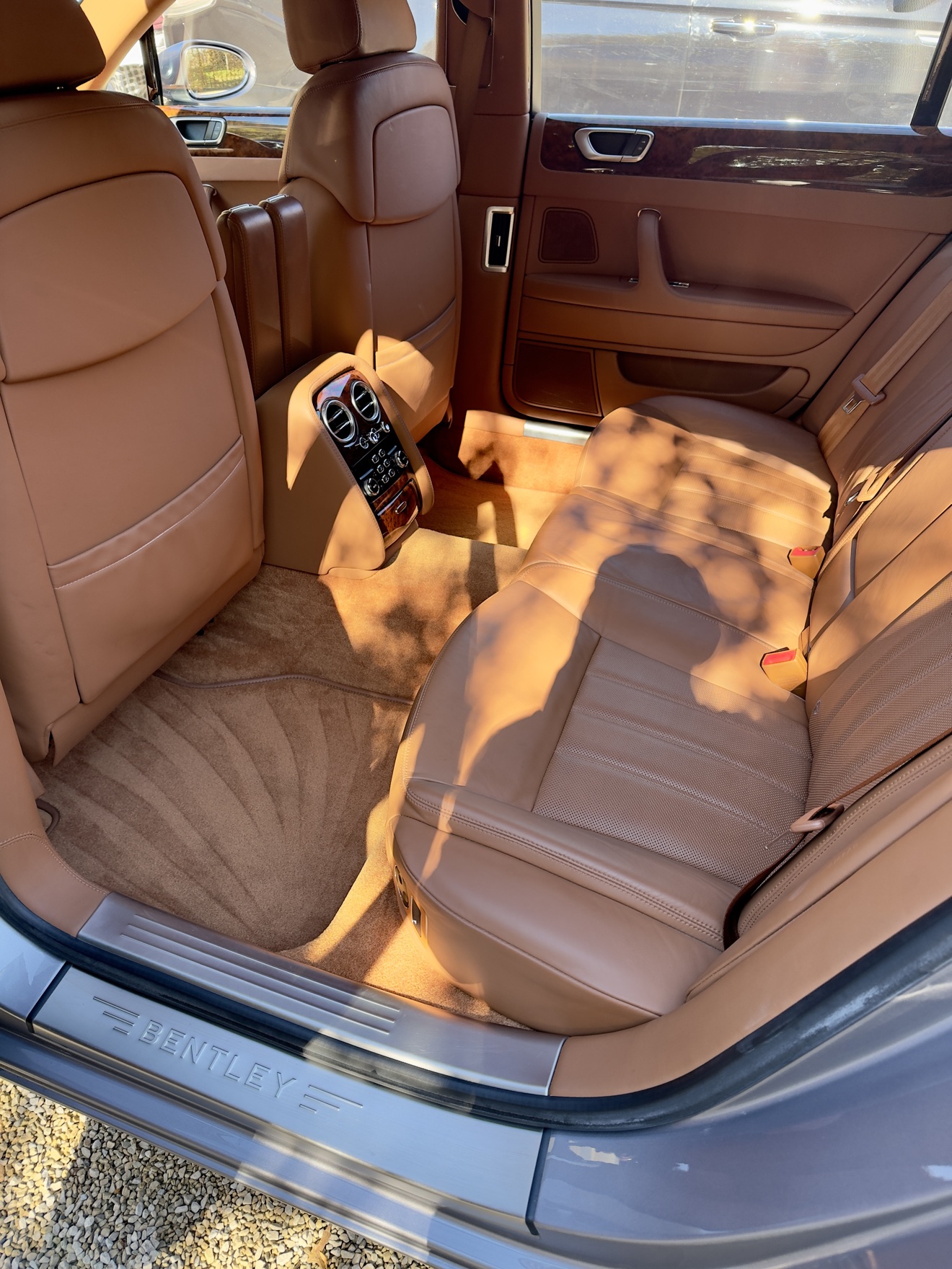 Bentley Continental rear seats in tan leather after detailing